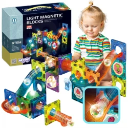 Klocki Magnetyczne Tor Kulkowy Świetlny 49 el.